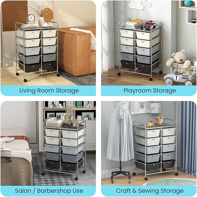 BECOMFORT 10-Drawer Rolling Cart - Image 7