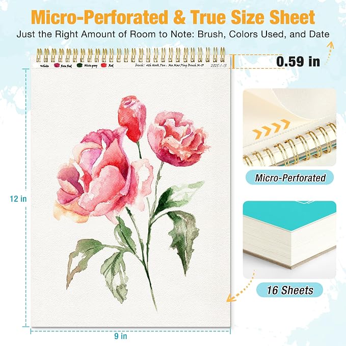 9"x12" Watercolor Paper Pad, Spiral Bound - Image 2
