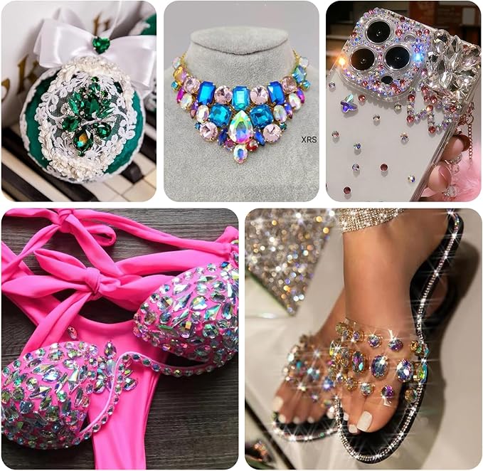 Dowarm White Sew on Rhinestones 104 PCS Mixed Shapes Glass Sew on Crystals - Image 6