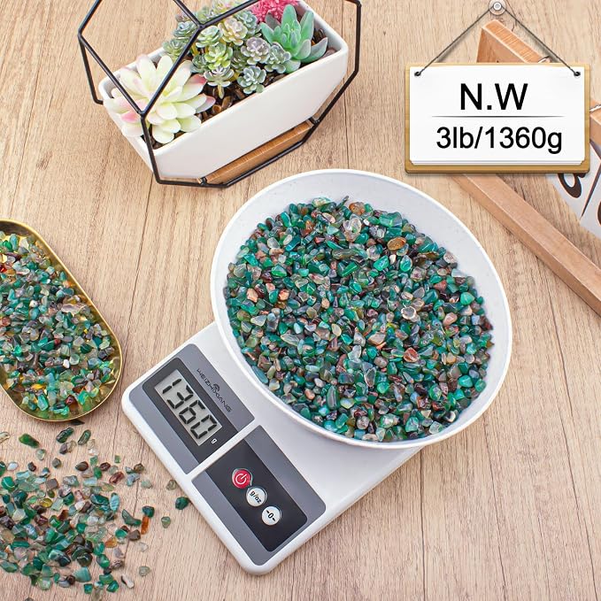 3 Lb Green Agate Crushed Stone Crystal Chips Bulk, Natural Polished Aquarium - Image 9