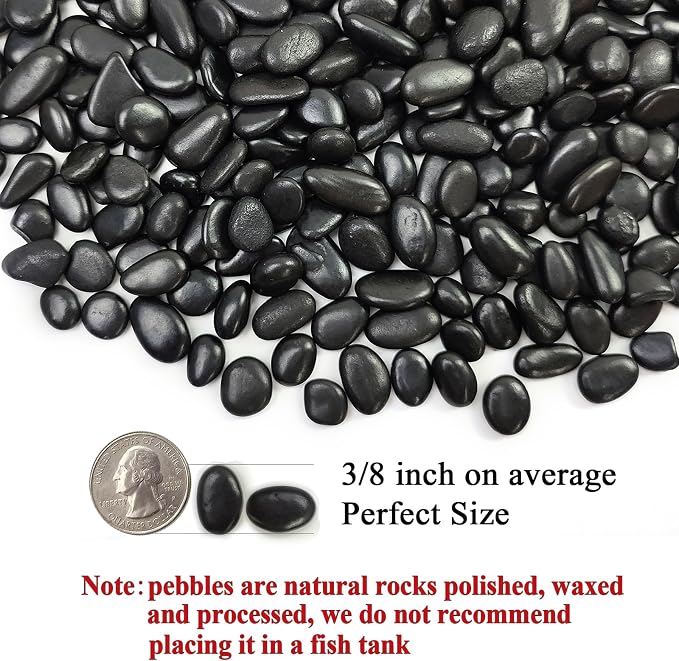 FANTIAN 2 lbs Black Pebbles for Indoor Plants, 3/8 inch Decorative Rocks - Image 2