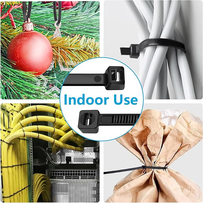 Zip Ties 12 inch (100 Pack), Double-sided Toothed, 85 lb, Delivering 1.7X Tensile Strength in the Same Specs, Black Cable Ties, Heavy Duty Wire Ties, Glufirm