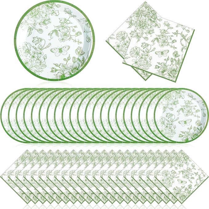 Zhehao 120 Pcs Disposable Paper Plates and Napkins Bulk Birthday Party by Zhehao