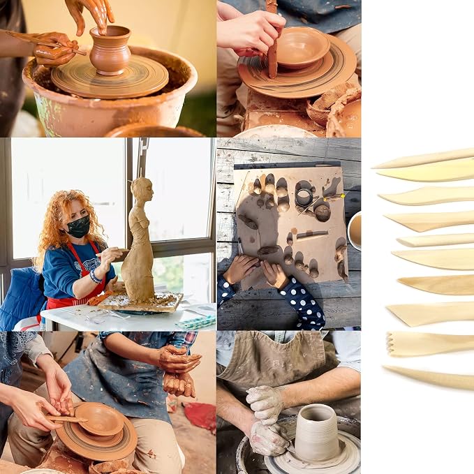 Honbay 10-Piece Double Ended Wooden Mini Modeling Tools Clay Sculpture Tools - Image 4