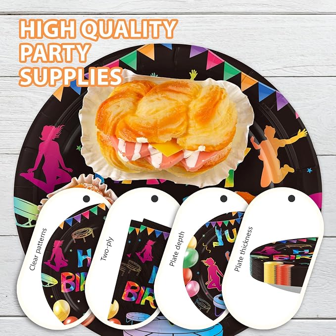 96 Pcs Trampoline Jump Birthday Party Decoration Trampoline Bounce Plates and - Image 6