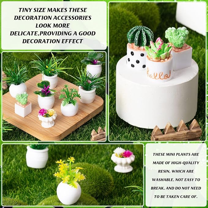 26Pcs Miniature Potted Plants, Mini Artificial Plants, 1:12 Scale Doll House - Image 2