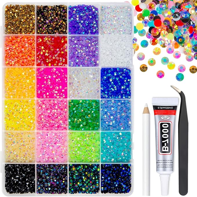 qiipii 24 Color 7200pcs 4mm Jelly Resin Rhinestones by qiipii