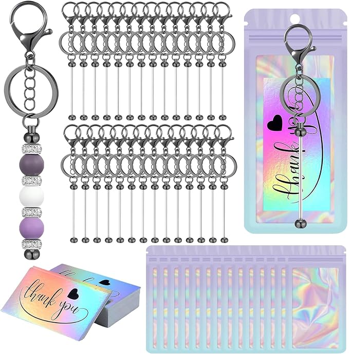 42/84/126 Pcs Beadable Keychain Bars Bulk Blank DIY Beaded Keychain Making by Unknown