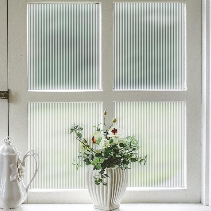VELIMAX Reeded Glass Window Film, Window Privacy Film, Frosted Window Vinyl by VELIMAX
