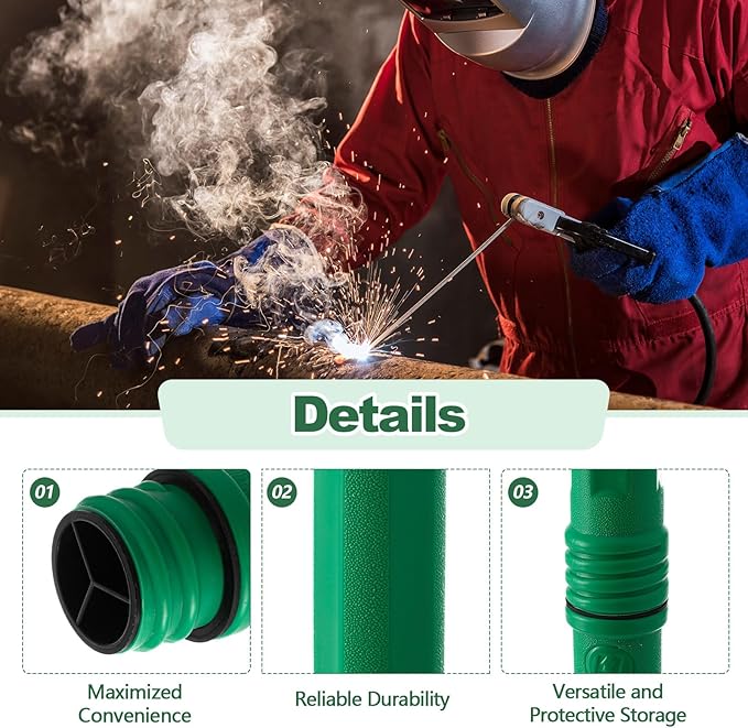 Tandefio 8 Pcs Welding Rod Storage Tube 40 Inch Tig Rod Storage Canisters Welding Electrode Holder Airproof Waterproof Container(Green)