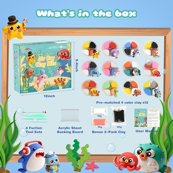 Air Dry Clay Kit, 12 Sea Creature Modeling Clay - Image 2