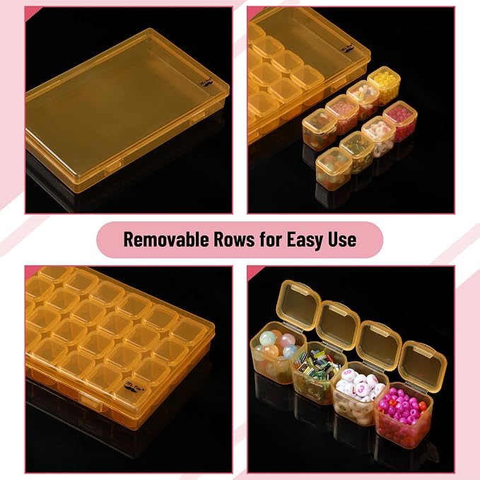 Mr. Pen- Bead Storage Containers, 28 Grids, 2 Pack, Transparent Orange | 160 - Image 4