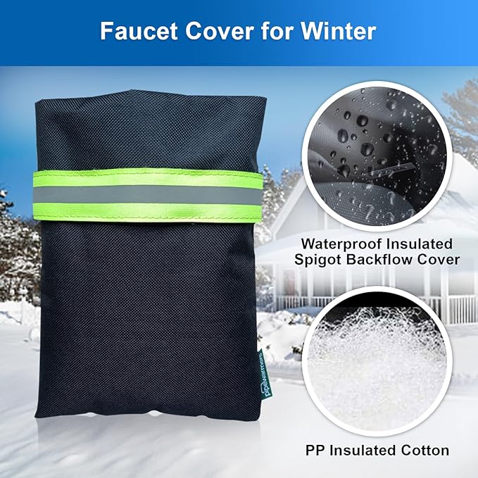 The Original Pipe Insulation Cover (5˚F) Winter Pipe Insulation (UV-Coated),Pump Cover, Sprinkler Irrigation Valve Cover, Backflow Preventer Freeze Protection (Faucet Covers (Cotton)) - 1 Pair
