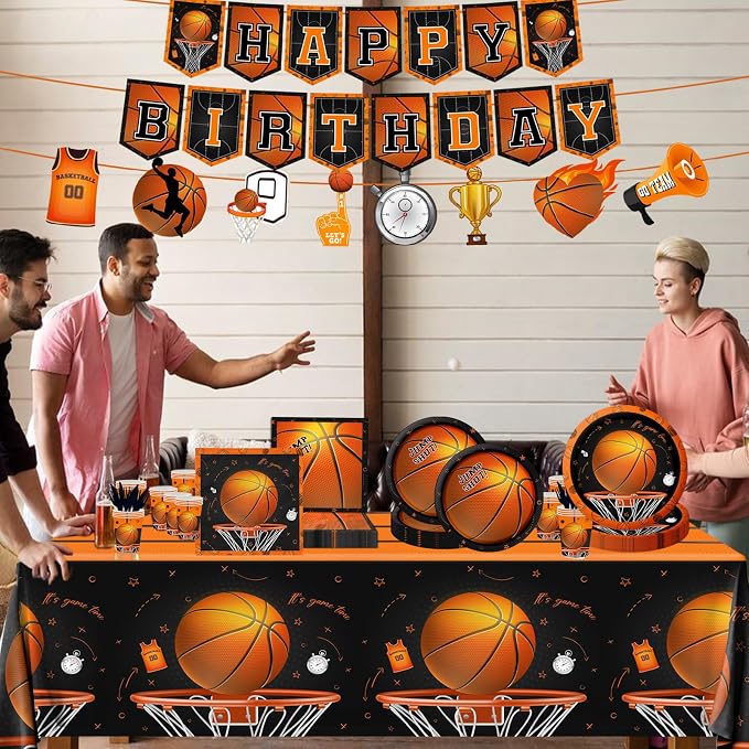 CMUSKO Basketball Party Supplies, Include Basketball Plates and Napkins - Image 2