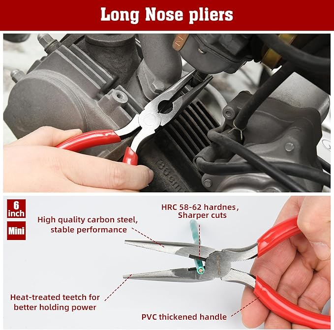 TOOLEAGUE 8Pcs Pliers Set with Storage Bag,Groove Joint,Long Nose,Slip Joint, Diagonal, Linesman Plier,Adjustable Wrench for DIY and Multi-Use