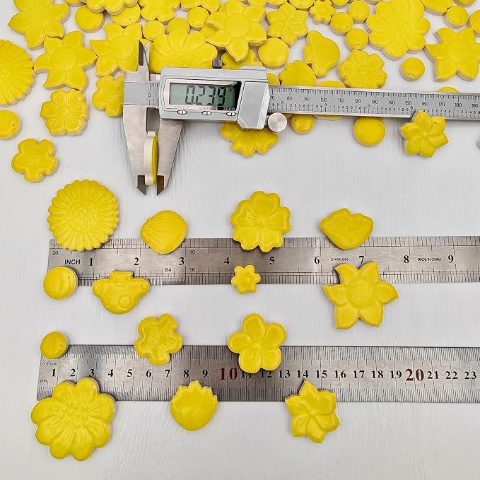 500g/1.1lb Ceramic Mosaic Tiles Mixed Shapes of Flowers, Mushrooms - Image 3