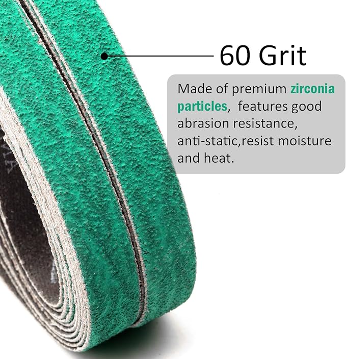 3/8 Inch x 13 Inch Sanding Belts for Air Belt Sander, 3/8" x 13" Zirconia Sanding Belts 60 Grit for Woodworking, Metal Polishing, Derusting, 20-Pack