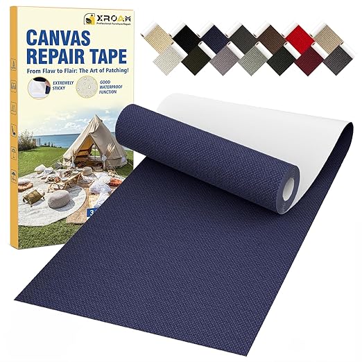 Canvas Repair Tape, 3.2 x 63 Inch Waterproof Heavy Duty Fabric Tape for Furniture, Self Adhesive Canvas Repair Patches for Boat Covers, Sofas, Tents, Louge Chairs, Canopy, Awning Navy Blue