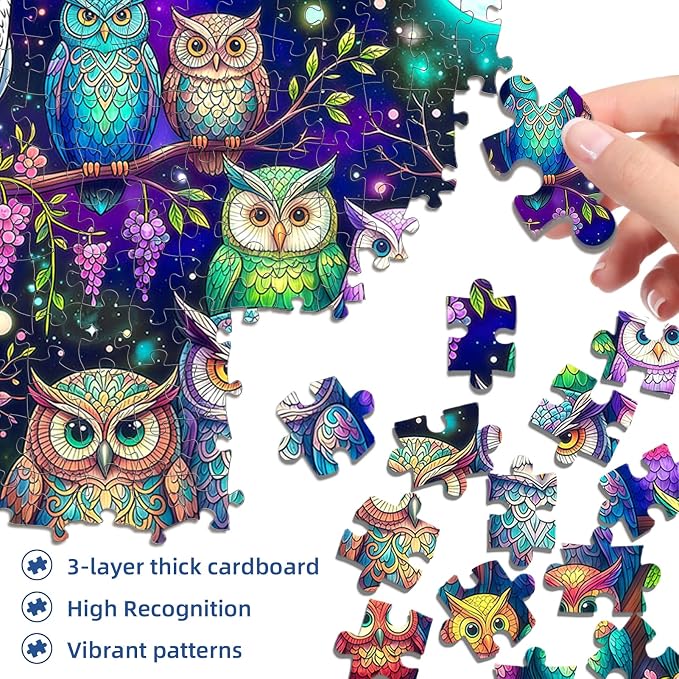 Moonlit Owls Puzzles for Adults 1000 Pieces, Impossible Challenging Jigsaw - Image 3