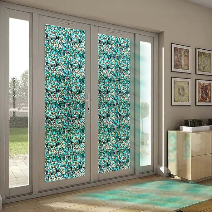 funlife Original Hand-Drawn Faux Stained Glass Window Film, Double-Sided Static by funlife