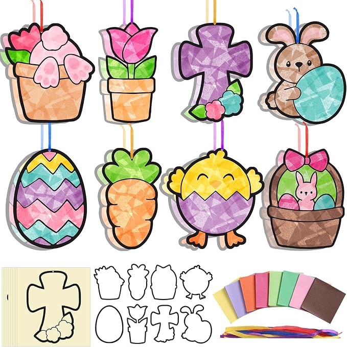 Eersida 32 Sets Easter Suncatcher Craft Kit, Easter Window Art Crafts by Eersida