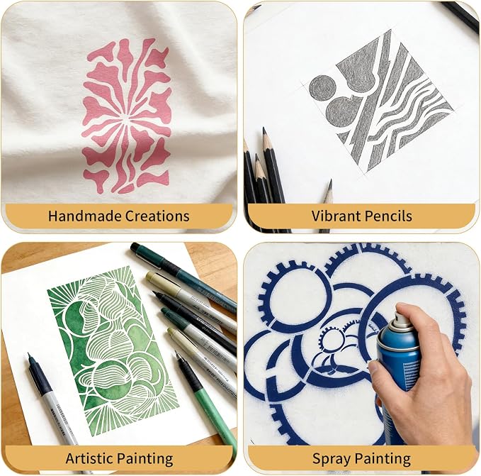 20 Pcs Abstract Texture Stencils Mixed Size Geometric Stencils - Image 6
