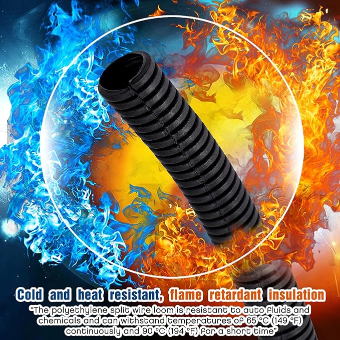 Sasylvia 2.5" x 5 ft Split Wire Loom Tubing Automotive Wire Loom Assortment Split Cable Sleeves Bulk Flexible Electrical Conduit Protective Kit