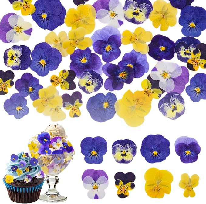70 Pcs 8 Kinds Natural Dried Pressed Edible Flowers by Fangkic
