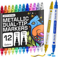 ARTISTRO 12 Metallic Dual-Tip Acrylic Paint Markers – Paint Pens Set by ARTISTRO