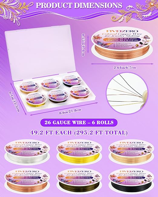FIVEIZERO 6 Rolls Colored Copper Wire - Image 2