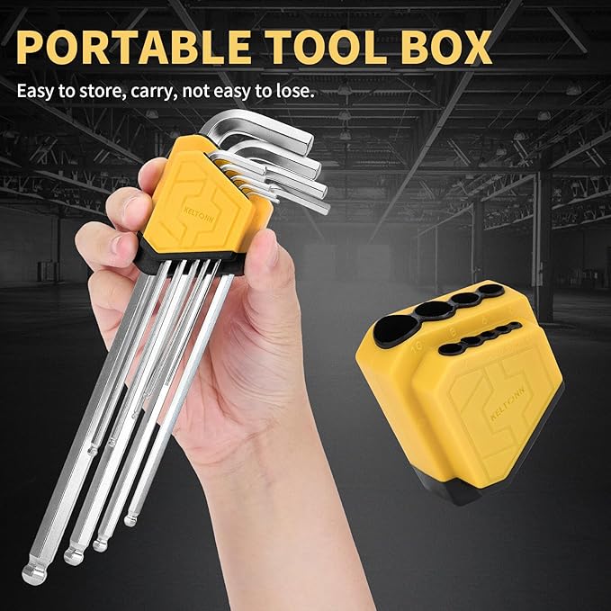 Hex Key Set Extra Long Ball End Cr-V Garage – 9PCS Metric Allen Wrenches, Chrome Vanadium Steel, 1.5–10mm, 9in, Silver Finish, Perfect for Narrow Spaces, Motorcycle Repairs, Home Projects