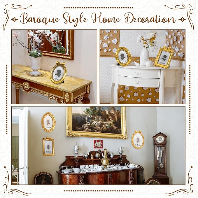 Vicenpal 3 Pcs Tiny Picture Ornate Frames 5 x 7 Inch Small Vintage Oval Picture - Image 5