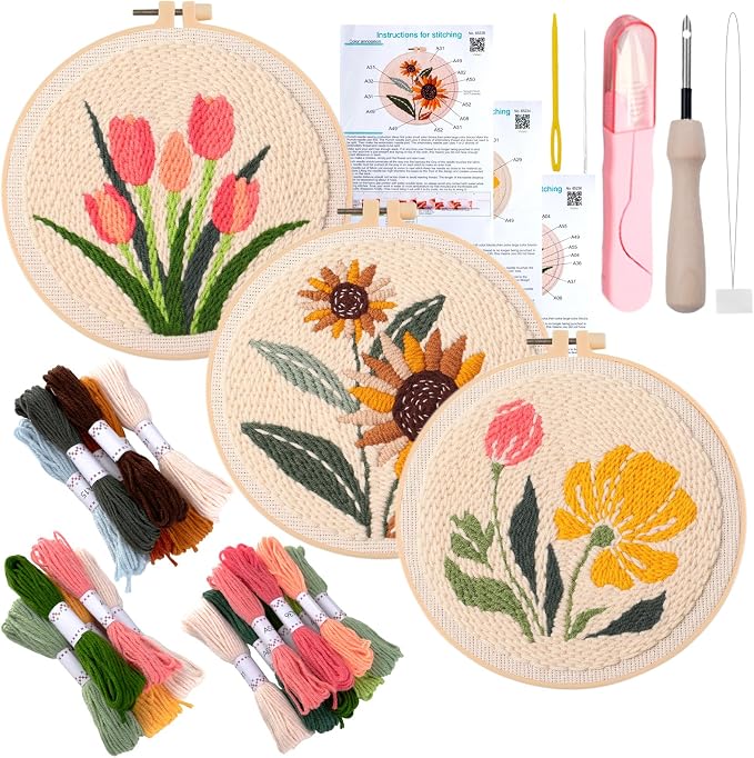 Peotclola Punch Needle Kit for Adults, 3 Sets Punch Needle Kits Beginner DIY by Peotclola