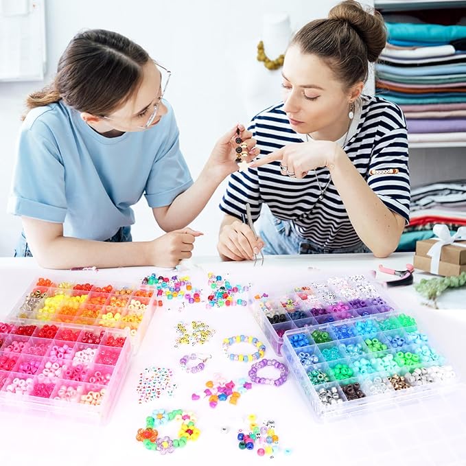 QUEFE 4900pcs Pony Beads Kandi Bracelet Kit, Friendship Bracelet Making Kit - Image 7