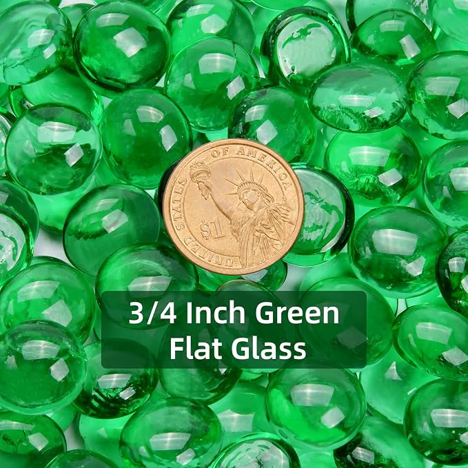 10LB Green Flat Glass Marbles for Vases, Gemstone Beads Vase Filler Decorative - Image 2