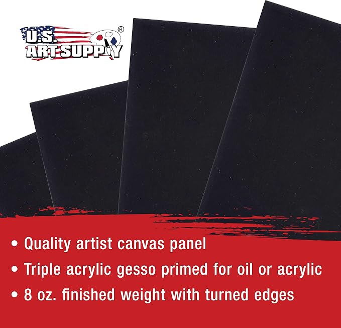 U.S. Art Supply 10 X 10 Inch Black Art Canvas Board Panels 6 Pack - Image 4