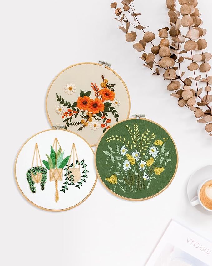 Santune 3 Sets Embroidery Kit for Beginners Needlepoint Cross Stitch Kits for - Image 3