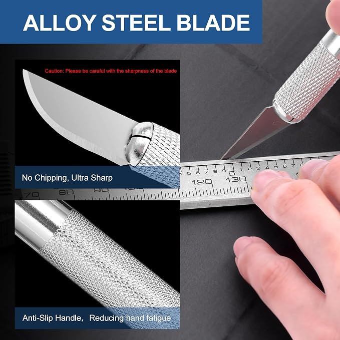 16 Pcs Premium Precision Craft Knife Set, 10 Replaceable Carbon Steel Blades - Image 4