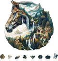 Mountain and River Horse Puzzles Adults Gifts Wooden 100 Pieces 8.5 * 8.2in by Jollitot