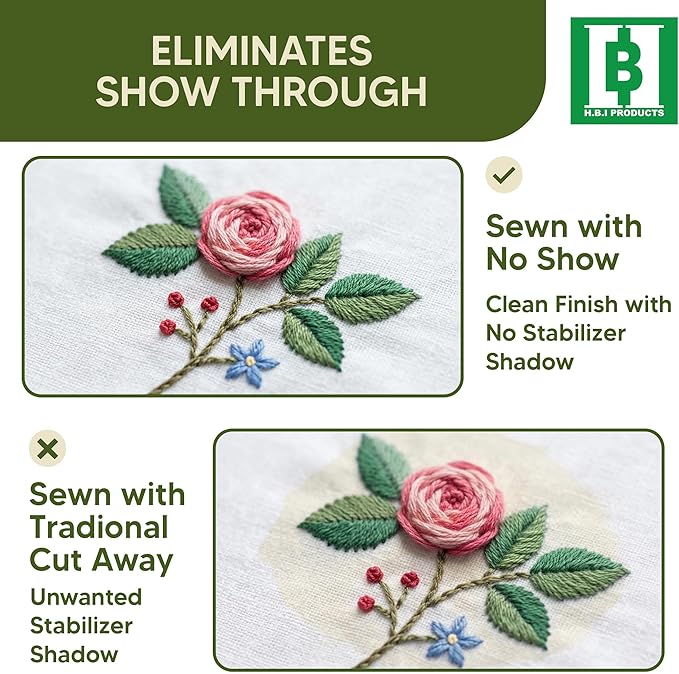 H.B.I. Products No Show Mesh Machine Embroidery Stabilizer White Invisible Cut - Image 3