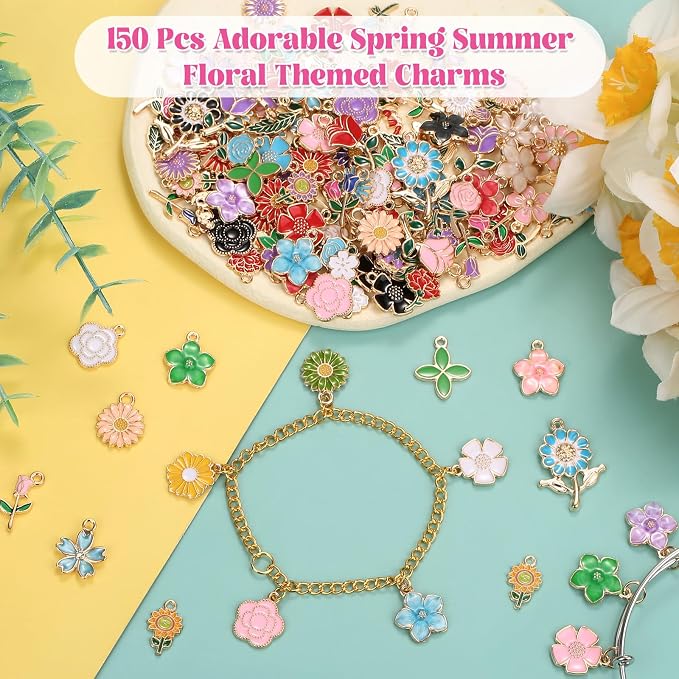 Mckanti 150Pcs 75 Pairs Spring Flower Charms - Image 2