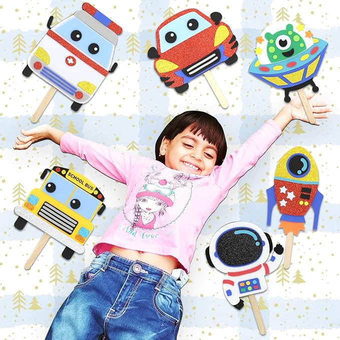 VKPI Make 6 Popstick Puppets Craft Kit - Image 6