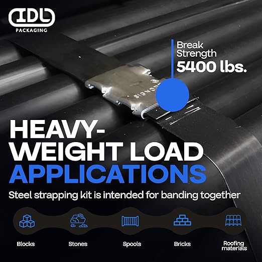 IDL Packaging PRO Strapping Tool Set for 3/4" to 1 1/4" Steel Strapping – Heavy-Duty Tensioner and Sealer for Metal Banding – Packaging Strapping Tool Kit to Secure Heavy Packages