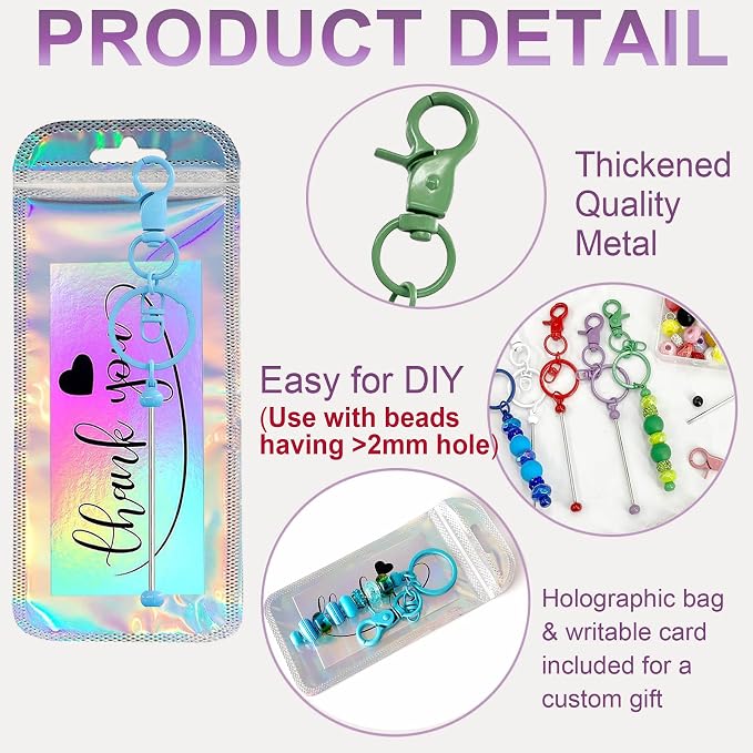 42/84/126 Pcs Beadable Keychain Bars Bulk Blank DIY Beaded Keychain Making - Image 3