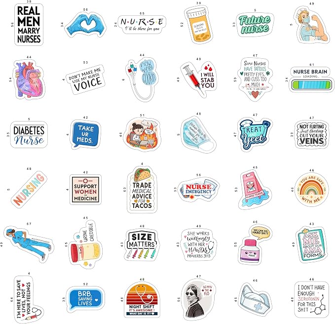 100Pcs Funny Nurse Stickers for Water Bottle, Laptop - Image 4