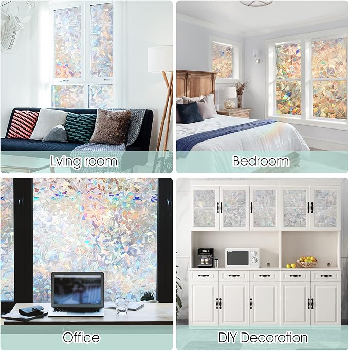 STATINT Stained Glass Privacy Film, UV Blocking Rainbow Static Cling - Image 9