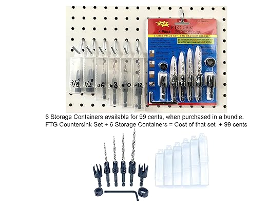 FTG USA Adjustable Wood Countersink Drill Bit Set #6#8#10#12 with Tapered Drill Bits for Woodworking