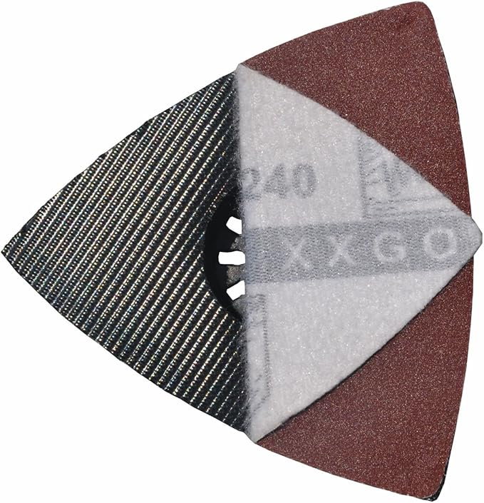 XXGO 60 Pcs 240 Grits 3-1/8 Inch 80mm Triangular Oscillating Tool Sanding Paper for Wood Sanding Fit 80mm Triangular Multi Tool Sanding Pads XG8020240