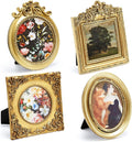 Qunclay Vintage Mini Picture Frames Set of 4, Round Rectangle Ornate Small by Qunclay