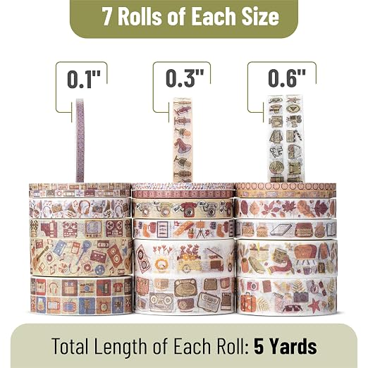 Mr. Pen- Washi Tape Set, 21 Rolls, 5 Yards/Roll | Washi Tape - Image 4
